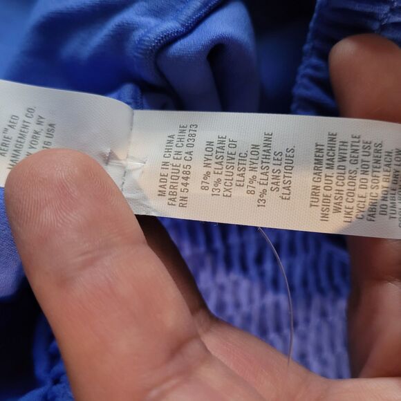 Offline By Aerie Real Me Super Flare Hi-Rise Leggings Size Large Blue Smocked - Picture 5 of 9